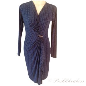 Michael Kors Blue and Black Sexy Long Sleeve Dress. Size M EUC